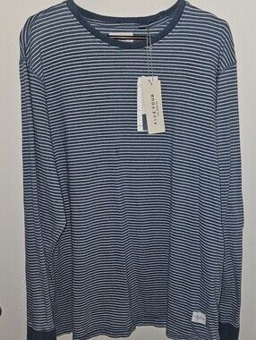 Five Four Navy and White Striped Crewneck Top
